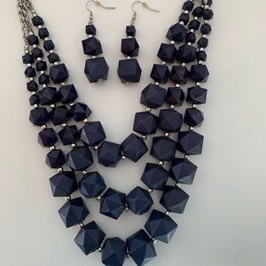 Blue Statement Necklace and Matching Earrings